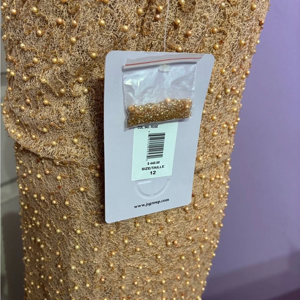 JS Collections Peach Beaded Maxi Gown - Picture 4 of 8